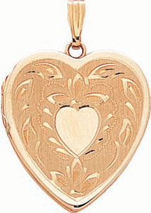 14KY HEART LOCKET HAND ENG 19.5mm