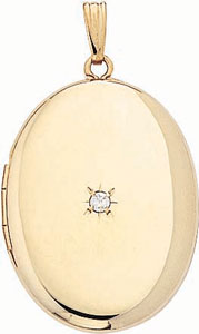 14KY LG OVAL LKT W/DIA 29x23mm