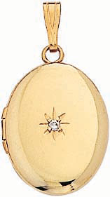 14KW SHINY OVAL LOCKET 16x13mm W/DIA