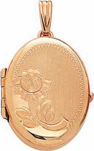 14KY OVAL LKT FLORAL BORD 4PICS 23x19mm