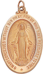 14KY OVAL HOLLOW MEDAL 1 1/4