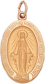 14KY OVAL HOLLOW MEDAL 3/4