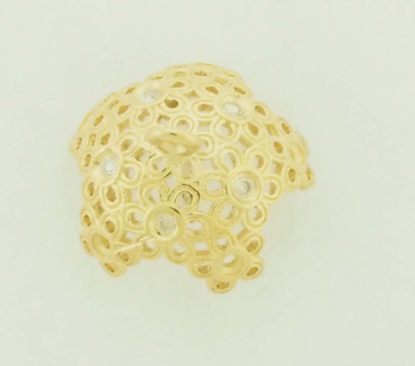 14KY CAST FILIGREE CAP 10mm W/5 DIA