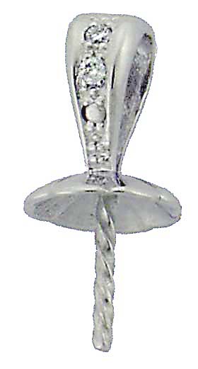 14KW DIA PEARL PENDANT W/ 2 DIA 6mm CAP