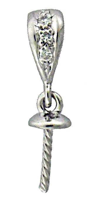 14KW DIA PEARL PENDANT W/ 3 DIA 4mm CAP