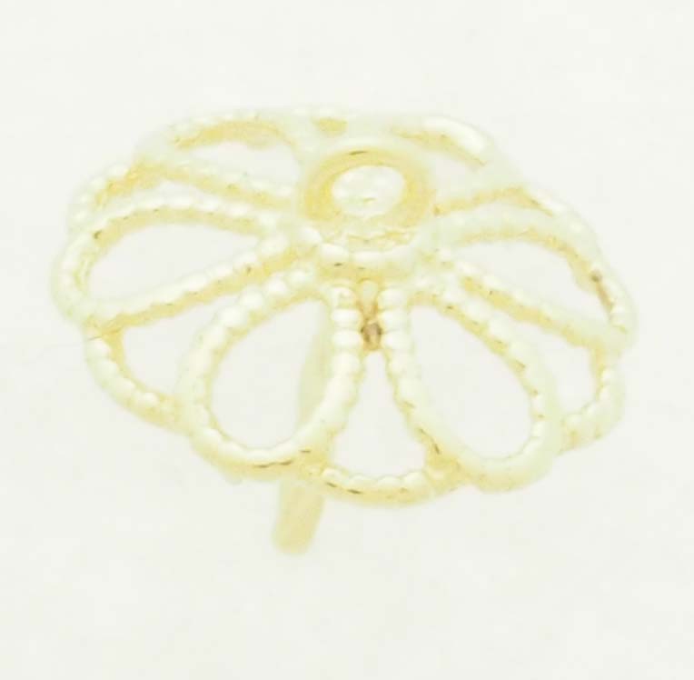 14KY FILIGREE PEARL CAP W/RING 9.25mm